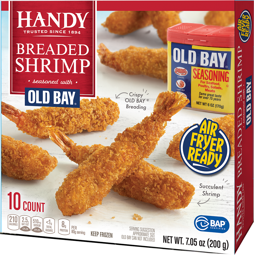 handy old bay breaded shrimp product box
