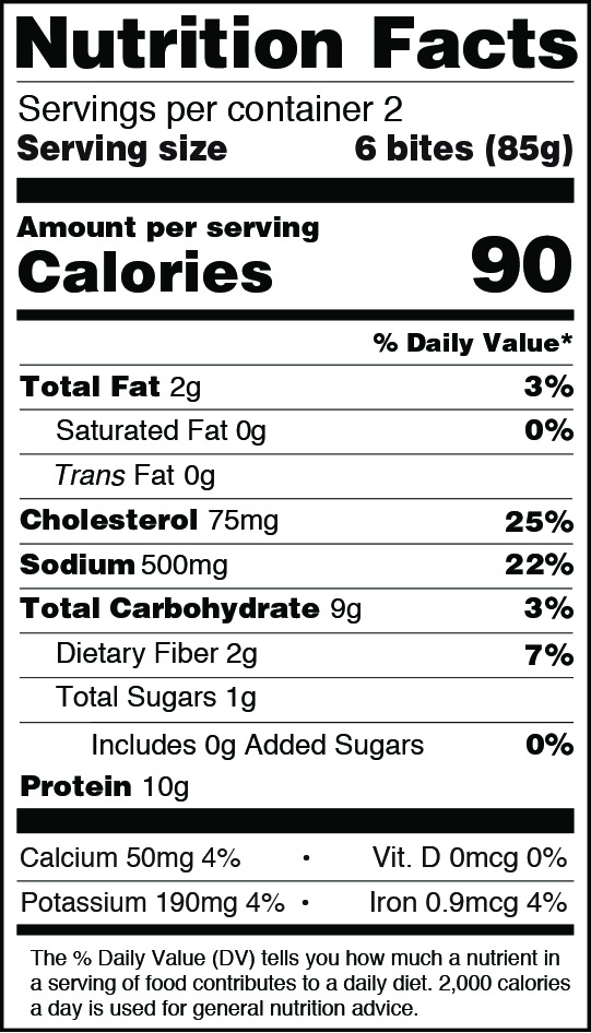 Shrimp Nutrition Chart