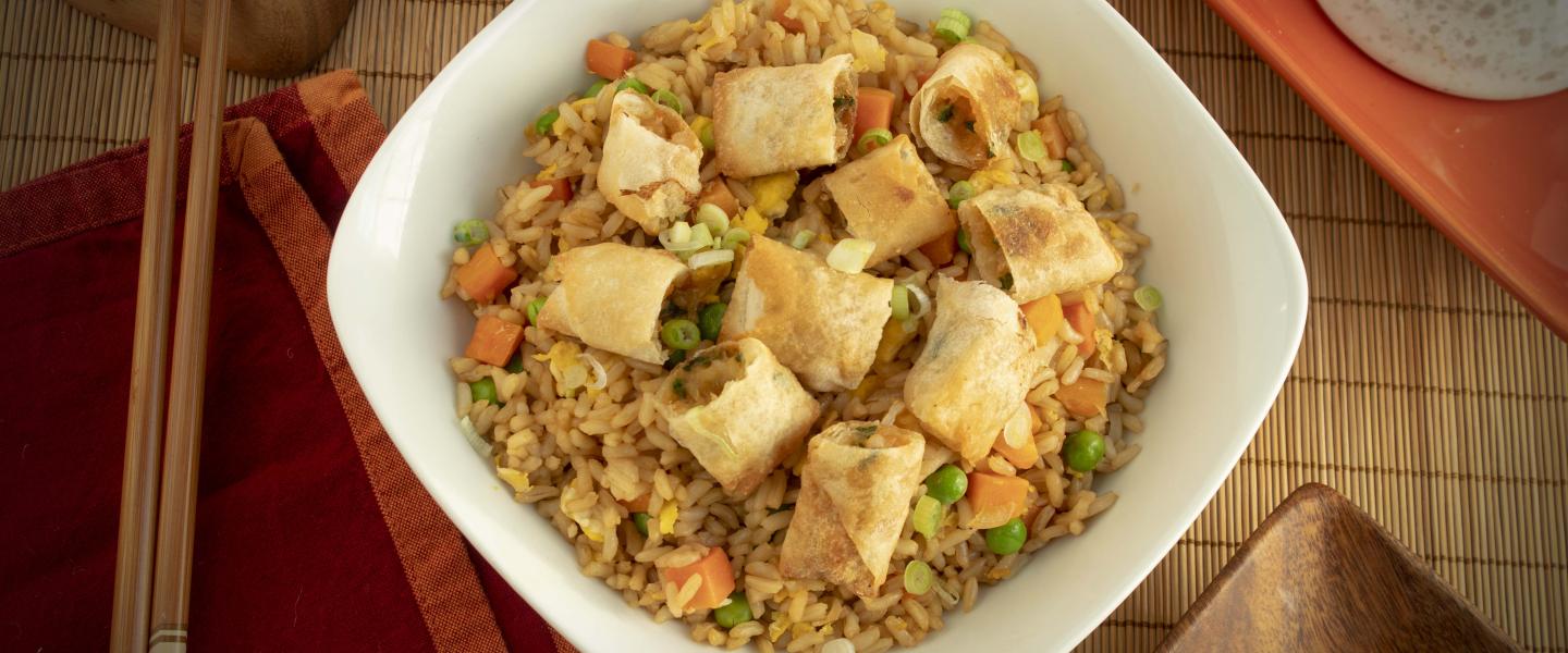 Fried Rice and Shrimp Rolls