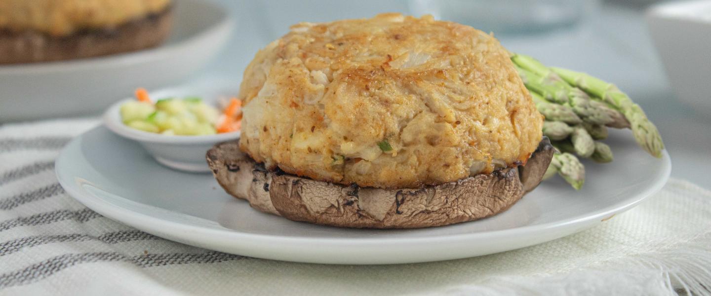 Keto Crab Cake Stuffed Portobello
