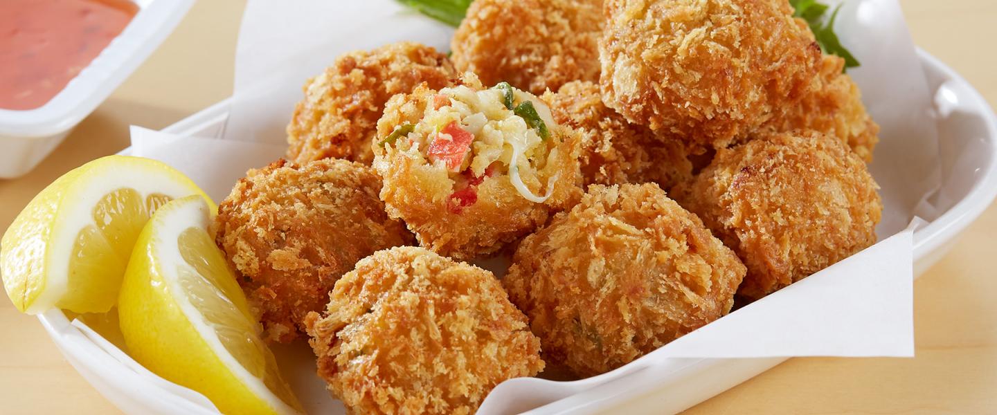Wasabi seafood dip-bites