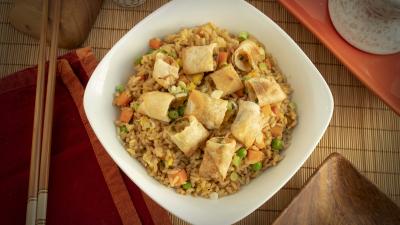 Fried Rice and Shrimp Rolls