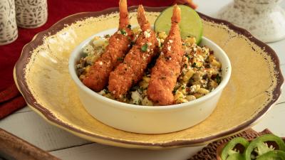 Street Corn with Jalapeño Shrimp